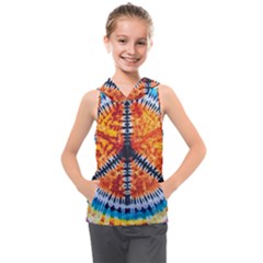 Tie Dye Peace Sign Kids  Sleeveless Hoodie by Cemarart