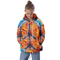 Tie Dye Peace Sign Kids  Oversized Hoodie by Cemarart