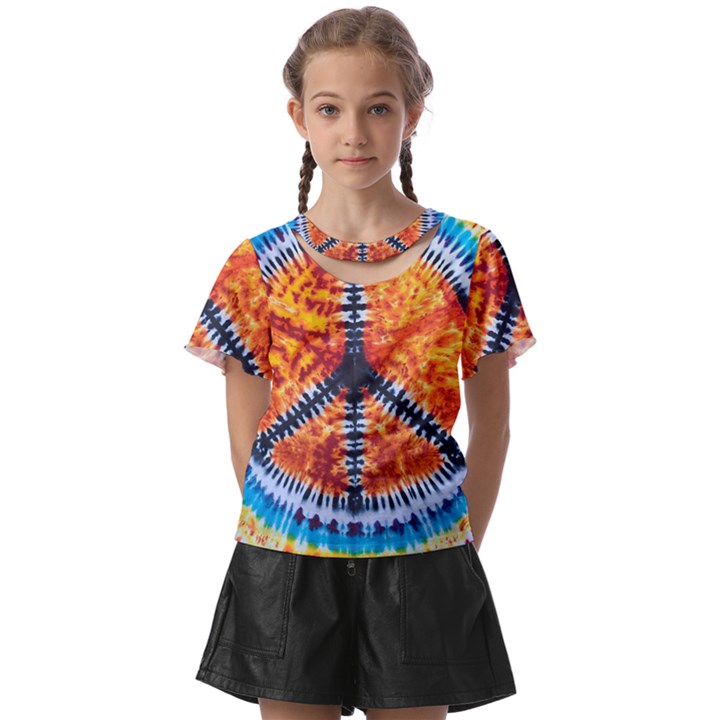 Tie Dye Peace Sign Kids  Front Cut T-Shirt