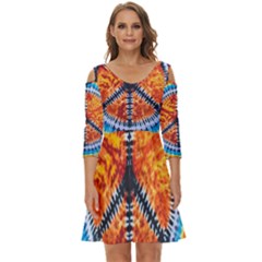 Tie Dye Peace Sign Shoulder Cut Out Zip Up Dress by Cemarart