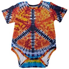 Tie Dye Peace Sign Baby Short Sleeve Bodysuit by Cemarart