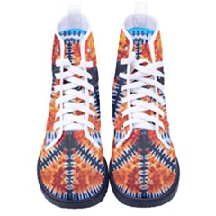 Tie Dye Peace Sign Men s High-top Canvas Sneakers by Cemarart