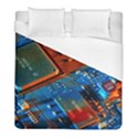 Gray Circuit Board Electronics Electronic Components Microprocessor Duvet Cover (Full/ Double Size) View1