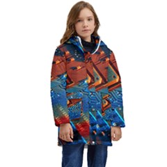 Gray Circuit Board Electronics Electronic Components Microprocessor Kids  Hooded Longline Puffer Jacket