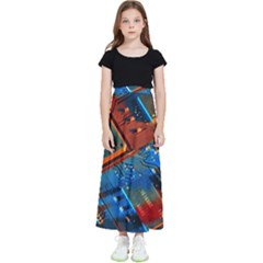 Gray Circuit Board Electronics Electronic Components Microprocessor Kids  Flared Maxi Skirt