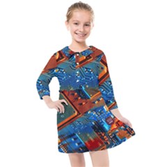 Gray Circuit Board Electronics Electronic Components Microprocessor Kids  Quarter Sleeve Shirt Dress