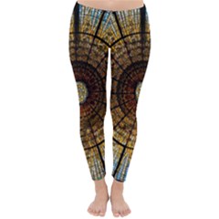 Barcelona Stained Glass Window Classic Winter Leggings by Cemarart