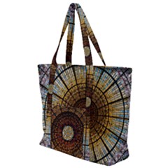 Barcelona Stained Glass Window Zip Up Canvas Bag by Cemarart