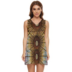 Barcelona Stained Glass Window Tiered Sleeveless Mini Dress by Cemarart