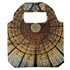 Barcelona Stained Glass Window Premium Foldable Grocery Recycle Bag by Cemarart