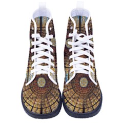 Barcelona Stained Glass Window Men s High-top Canvas Sneakers by Cemarart