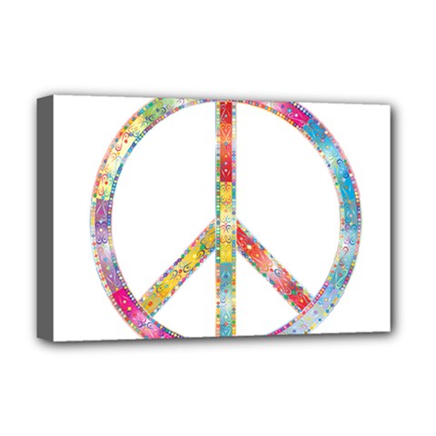 Flourish Decorative Peace Sign Deluxe Canvas 18  X 12  (stretched) by Cemarart