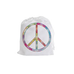 Flourish Decorative Peace Sign Drawstring Pouch (medium) by Cemarart