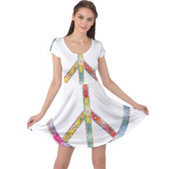 Flourish Decorative Peace Sign Cap Sleeve Dress by Cemarart