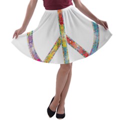 Flourish Decorative Peace Sign A-line Skater Skirt by Cemarart