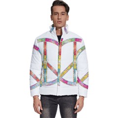 Flourish Decorative Peace Sign Men s Puffer Bubble Jacket Coat by Cemarart