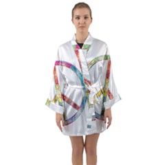 Flourish Decorative Peace Sign Long Sleeve Satin Kimono by Cemarart