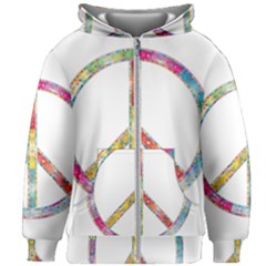 Flourish Decorative Peace Sign Kids  Zipper Hoodie Without Drawstring by Cemarart