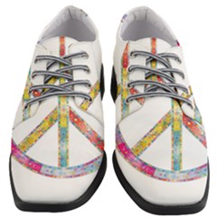 Flourish Decorative Peace Sign Women Heeled Oxford Shoes by Cemarart