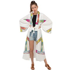 Flourish Decorative Peace Sign Maxi Kimono by Cemarart