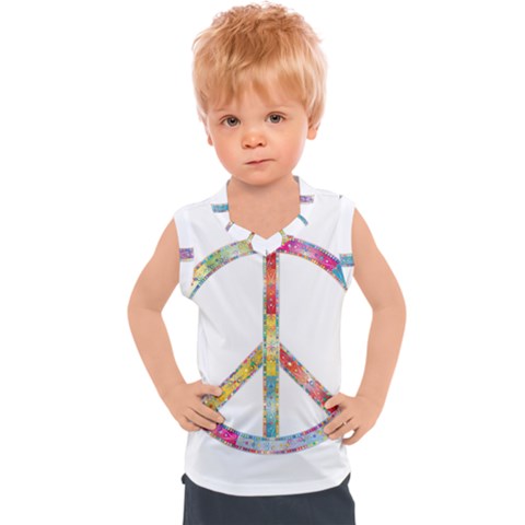 Flourish Decorative Peace Sign Kids  Sport Tank Top by Cemarart