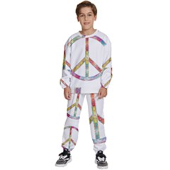 Flourish Decorative Peace Sign Kids  Sweatshirt Set by Cemarart