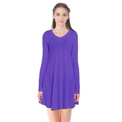 Ultra Violet Purple Long Sleeve V-neck Flare Dress by bruzer