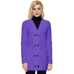 Ultra Violet Purple Button Up Hooded Coat  by bruzer