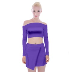 Ultra Violet Purple Off Shoulder Top With Mini Skirt Set by bruzer