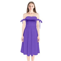 Ultra Violet Purple Shoulder Tie Bardot Midi Dress by bruzer