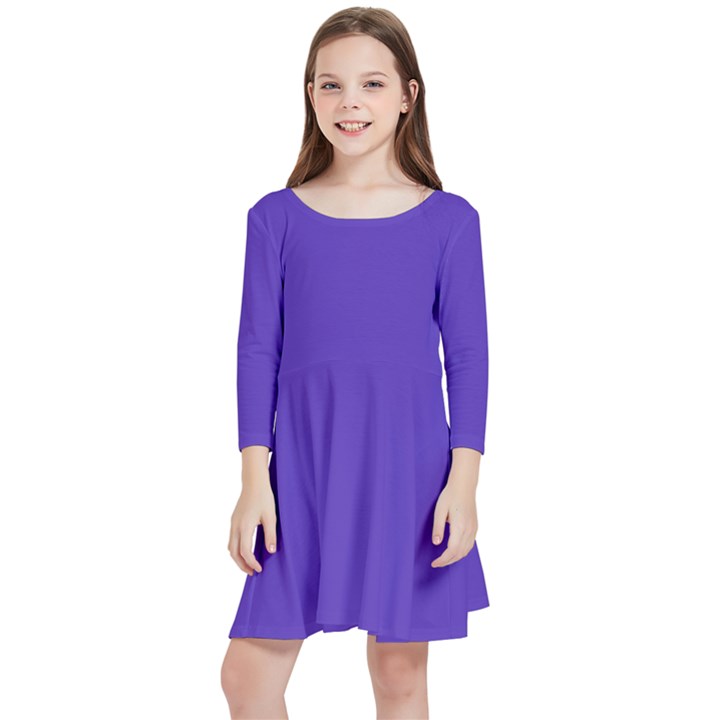 Ultra Violet Purple Kids  Quarter Sleeve Skater Dress