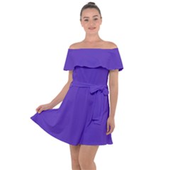 Ultra Violet Purple Off Shoulder Velour Dress