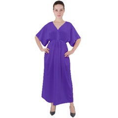 Ultra Violet Purple V-neck Boho Style Maxi Dress by bruzer