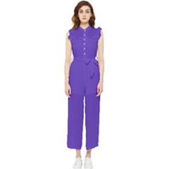 Ultra Violet Purple Women s Frill Top Chiffon Jumpsuit by bruzer