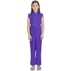 Ultra Violet Purple Kids  Sleeveless Ruffle Edge Band Collar Chiffon One Piece by bruzer