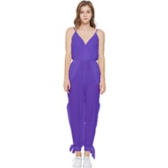 Ultra Violet Purple Sleeveless Tie Ankle Chiffon Jumpsuit by bruzer