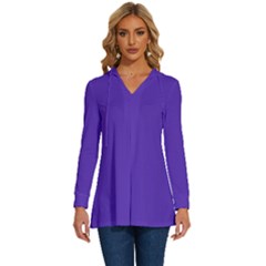 Ultra Violet Purple Long Sleeve Drawstring Hooded Top by bruzer