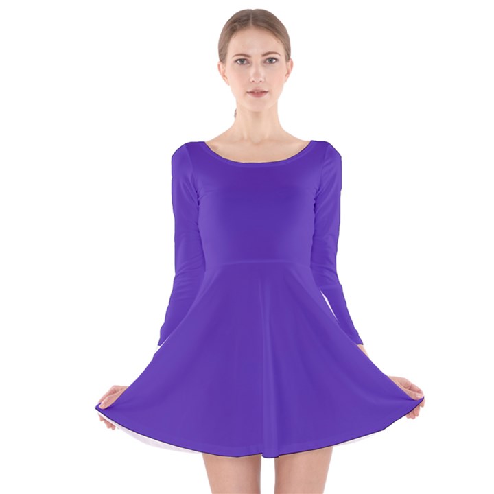 Ultra Violet Purple Long Sleeve Velvet Skater Dress