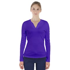 Ultra Violet Purple V-neck Long Sleeve Top by bruzer