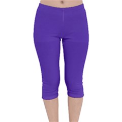 Ultra Violet Purple Velvet Capri Leggings  by bruzer