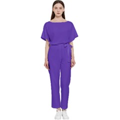 Ultra Violet Purple Batwing Lightweight Chiffon Jumpsuit by bruzer