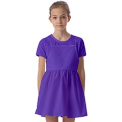 Ultra Violet Purple Kids  Short Sleeve Pinafore Style Dress by bruzer