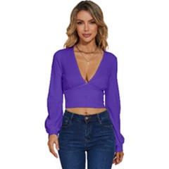 Ultra Violet Purple Long Sleeve Deep-v Velour Top by bruzer