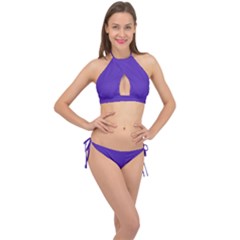 Ultra Violet Purple Cross Front Halter Bikini Set by Patternsandcolors