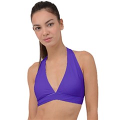 Ultra Violet Purple Halter Plunge Bikini Top by Patternsandcolors