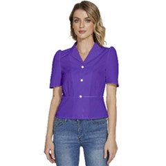 Ultra Violet Purple Puffed Short Sleeve Button Up Jacket