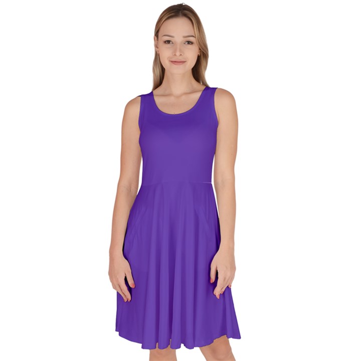 Ultra Violet Purple Knee Length Skater Dress With Pockets