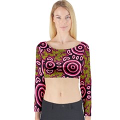 Authentic Aboriginal Art - You Belong Long Sleeve Crop Top by hogartharts