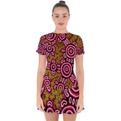 Authentic Aboriginal Art - You Belong Drop Hem Mini Chiffon Dress by hogartharts