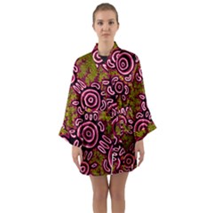 Authentic Aboriginal Art - You Belong Long Sleeve Satin Kimono by hogartharts